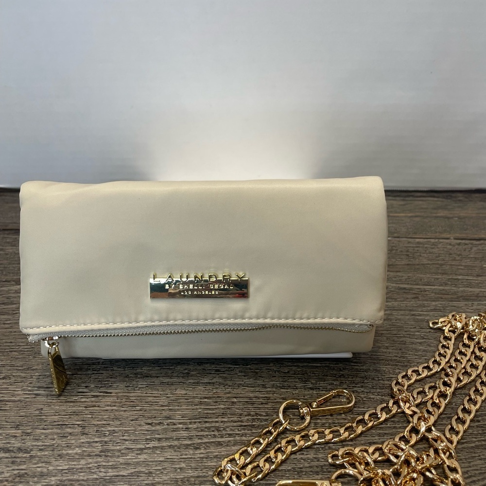 Laundry By Shelli Segal Cream and Gold Clutch Wristlet